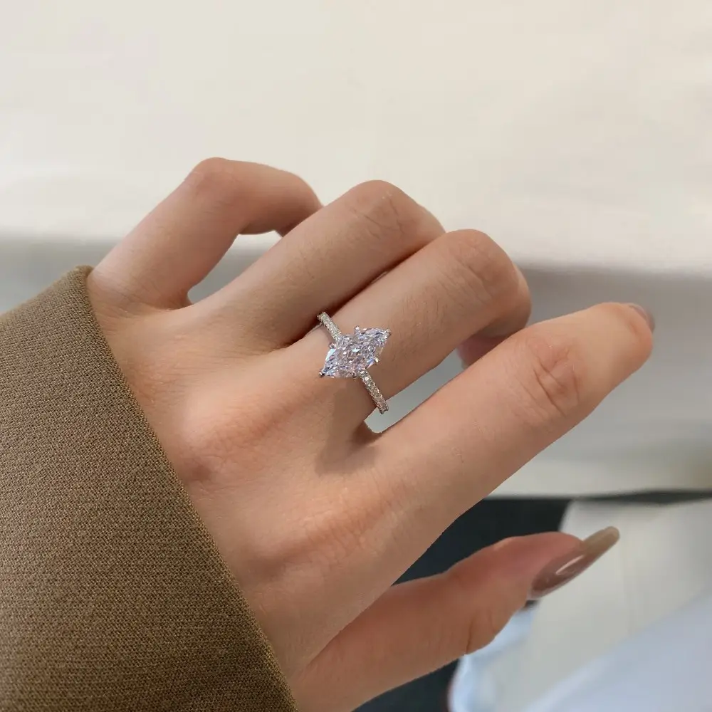 WMY Sterling Silber Big Jewelry Ewigkeit Ring Band Marquise Cut Zirkonia Trau ringe für Frau Verlobung