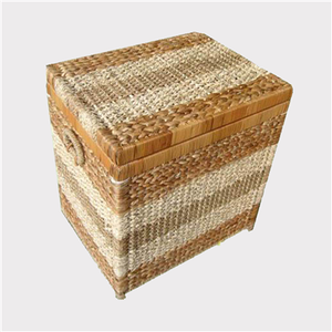 Panier de rangement rectangulaire en bambou direct d'usine avec coffre en osier et poignées de tissage bicolores durables pour les jouets - Product Image 4
