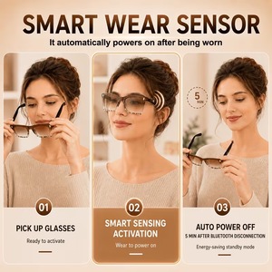 Lunettes intelligentes IA avec commande tactile, assistant vocal, traduction en temps réel, lecteur de musique, monture œil-de-chat - Product Image 6