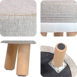 ラグジュアリー 布製 円形 クッション付き フットレスト スツール バスルーム用 木製スツール - Product Image 6
