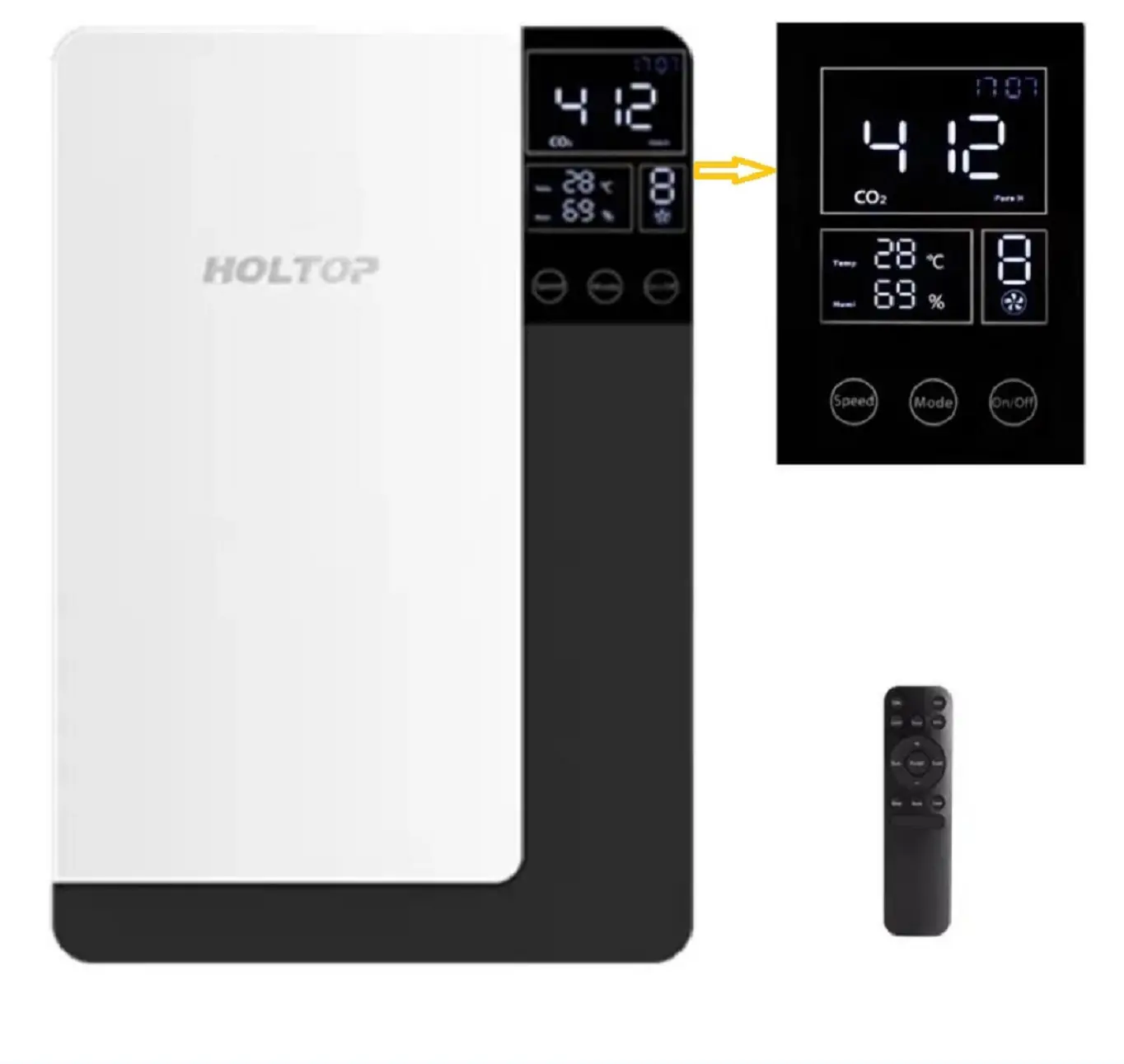 Holtop Muur Gemonteerde Erv Co2 Sensor Hepa Filter Wifi App Controle Ductless Ervs Eenpersoons Slimme Warmteterugwinning Ventilatie