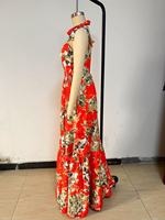 Halter cou imprimé fleuri femmes robe d'été sans manches Maxi robe grande taille vêtements S-2XL