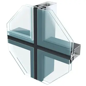 Hidden Frame Industrial Glass Facade Matrix Invisible Glazing Stick Curtain Wall Panel For Building