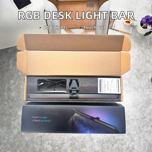 Modern <span class=keywords><strong>RGB</strong></span> Backlit Dual <span class=keywords><strong>Light</strong></span> LED Monitor Barra de Luz Eye-Care Alumínio Computer <span class=keywords><strong>Desk</strong></span> Touch Control Black Metal para Gaming Office - Product Image 3