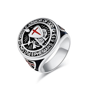 Retro European American Hip Hop Templar Shield Cross <b>Titanium</b> Steel <b>Ring</b> Men's Fashion Jewelry Gift - Product Image 4