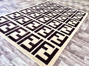 Tapis en laine tufté à la main de luxe, motif clé grecque moderne, fabricant de tapis en laine de créateur - Product Image 1