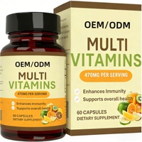 Multivitamines 470 mg en capsules - Immunité Santé globale Complément alimentaire Adulte 2 capsules par portion 60 capsules/flacon en vrac
