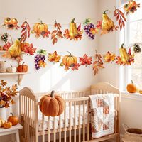 Décorations de bannière de récolte d'automne, bannière d'automne avec citrouilles, feuilles d'érable, fruits de la récolte, pour cheminées, jardin, anniversaire