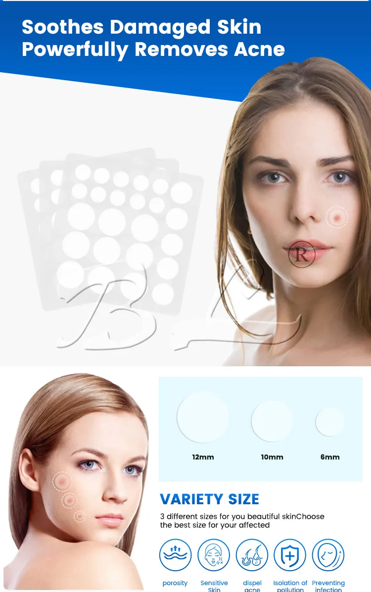 Aangepaste Acne Huid Patch Hydrocolloïde Onzichtbare Puistje Patch Stippen Voor Vlekken Acne Patches