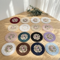 Napperons brodés en maille tissée pour mariage, tapis de café personnalisé, tapis de vase, fond de photographie, sous-verre en tissu dentelle