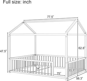 Corralito Moderno para Bebés de Tamaño Completo, Casa de Metal con Techo y <span class=keywords><strong>Valla</strong></span> Plegable, Color Natural, Uso Interior para Niños y Niñas - Product Image 2
