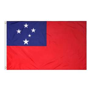 Bandera de Samoa 3x5 pies |   Lona de poliéster de doble cara, impresa digitalmente, con ojales de latón para fiestas de fútbol, bares, jardines, calles y uso en interiores. - Product Image 1