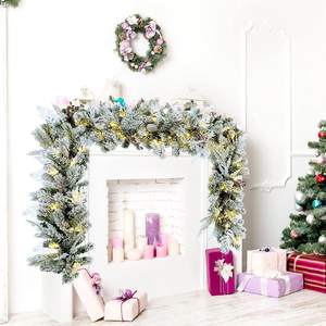 גבול חוצה 2.7 מ 'pvc/פה גרב שלג נופל חג המולד קישוט אורן חרוט אדום הוביל מחרוזת אור - Product Image 3