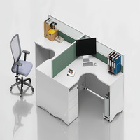 Postes de travail de bureau en métal en forme de barre pour 4 personnes, avec cloisons et tiroirs, design moderne, librement combinables, haute qualité, pour la vente en gros