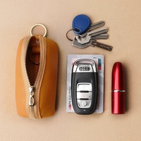 Étui à clés de voiture universel rectangulaire de grande capacité, style minimaliste urbain en PU, avec rangement compact et porte-clés