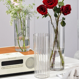 <span class=keywords><strong>Vase</strong></span> à <span class=keywords><strong>fleurs</strong></span> moderne en plastique <span class=keywords><strong>transparent</strong></span> à nervures, <span class=keywords><strong>vase</strong></span> décoratif <span class=keywords><strong>transparent</strong></span> pour la décoration de la maison, de la table de mariage - Product Image 4