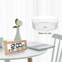 Réveil en bois thermomètre numérique décoration murale heure Date semaine moniteur de température diffuseur d'arôme sans fil avec horloge à bras