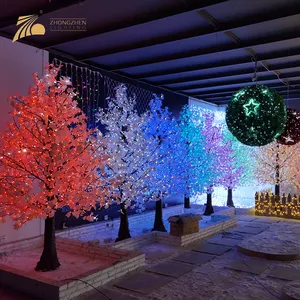 새로운 모델 수지 220V 구리 와이어 장식 LED 인공 꽃 벚꽃 나무 빛