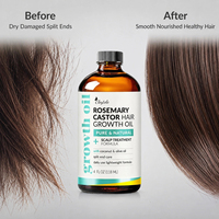 Huile de ricin pressée à froid infusée à l'huile de romarin, de noix de coco et d'olive pour des cheveux plus fournis et plus épais, nourrissante pour le cuir chevelu, stimule la croissance des cheveux pour hommes et femmes