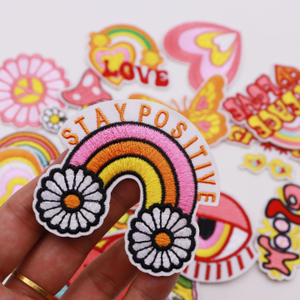 แพทช์ปักลายดอกทานตะวันสีส้มชมพูสำหรับฤดูร้อน แพทช์ปักลายสันติภาพสำหรับติดหมวก แพทช์ปักลายรีดติดเสื้อผ้าเด็กสำหรับตกแต่ง - Product Image 4