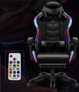 Fauteuil de jeu inclinable Fauteuil de jeu massant RVB avec lumières Fauteuil de course Predator en cuir avec repose-pieds - Product Image 5