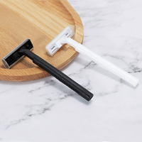 En stock, rasoirs jetables en gros, emballés individuellement, lames doubles en acier inoxydable avec manche en plastique