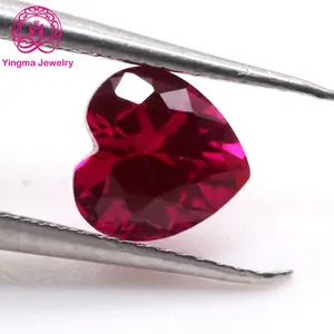 YINGMA Lab created ruby corundum stones 5# heart cut loose gemstones synthetic red corundum for jewelry