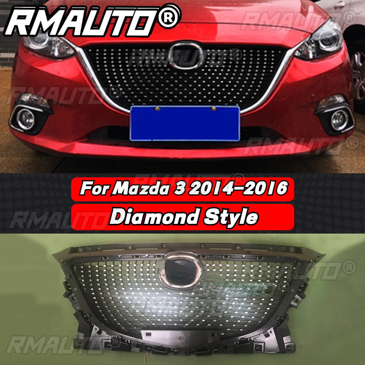 For Mazda 3 Axela 2014-2016 Diamond Style Front Bumper Grille