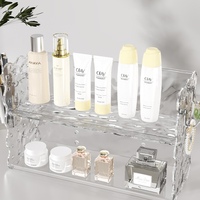 Boîte de rangement cosmétique de table réglable pour parfums, en acrylique, finition luxe léger, double étagère