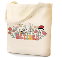 BULANGFA Sac fourre-tout en toile pour femme, motif floral, forme rectangulaire, prêt pour les voyages, Cadeau de retraite, « Pas de problème pour moi maintenant »