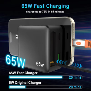 <span class=keywords><strong>Cargador</strong></span> Retráctil TKT 65W USB-C con Cable Tipo C, Bloque <span class=keywords><strong>de</strong></span> Carga Rápida PD 3.0, Enchufe Plegable y Cabezal <span class=keywords><strong>de</strong></span> Carga para <span class=keywords><strong>iPhone</strong></span> y Android - Product Image 4