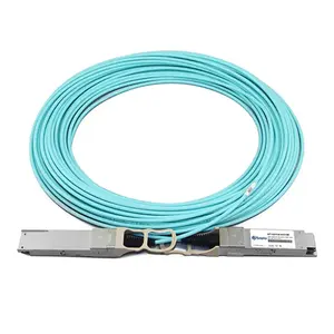 Kabel AOC 100G QSFP28 toQSFP28 10M panjang kustom kabel PVC kecepatan tinggi kabel optik aktif OM3