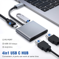 Hub USB 4 en 1, Doble HDTV 4k30hz, Carga PD 100W, Adaptador Convertidor Compatible, Estación de Acoplamiento Tipo-C para Laptop