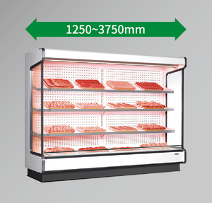 Exhibidor de Carnes y Mariscos Abierto de Múltiples Niveles W2500, D1050 H2100, Enfriamiento por Ventilador, 4 Estantes, Control Remoto, 220V, Acero Inoxidable, LED, para Venta al por Mayor - Product Image 5