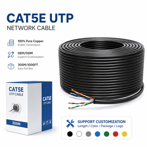Cable de Red Cat5e a Precio de Fábrica, 24AWG, Cobre Puro Sólido, UTP FTP, 305m, 1000 pies, Cable Ethernet LAN en Caja, Fabricante OEM - Product Image 1