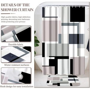 Juego de accesorios de baño geométricos grises modernos de 4 piezas, decoración del hogar a cuadros en blanco y negro en stock, para hoteles - Product Image 3