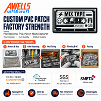 Patch en caoutchouc 3D personnalisé en forme de cassette, emblème pour merchandising musical, accessoires vestimentaires et marques de mode AWELLS