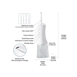 <span class=keywords><strong>Appareil</strong></span> de nettoyage <span class=keywords><strong>dentaire</strong></span> électrique <span class=keywords><strong>professionnel</strong></span> étanche IPX7, portable de voyage, 300 ml, irrigateur buccal intelligent sans fil - Product Image 6