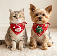 Collier bandana triangulaire de Noël pour animaux de compagnie, accessoires de Noël mignons pour chats et chiens, collier pour chien renne rouge