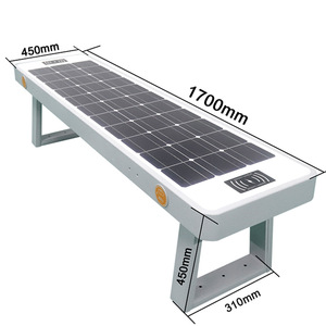 Banc solaire intelligent d'extérieur en aluminium et bois, chaise de jardin moderne et écologique, mobilier de parc public rectangulaire - Product Image 2