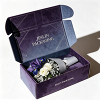 Boîte à fleurs pliable en carton écologique imprimé personnalisé, matériaux recyclés, avec couvercle rabattable, doublure en éponge pour fleuristes saisonniers