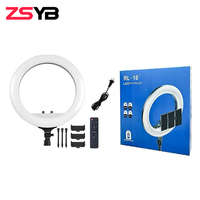Nouvel Arrivage RL-18 Anneau Lumineux 18 Pouces 2700-6500K 45W avec Trépied pour Diffusion en Direct et Vidéo, 3 Supports Téléphone et Télécommande