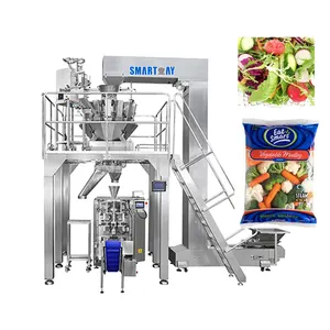 Máquina de envasado de ensaladas con sello de llenado automático, pesallador multicabeza, para verduras frescas, vegana