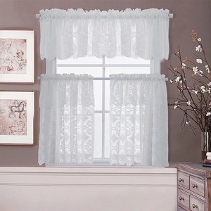 Rideaux de cuisine courts en dentelle blanche, 1 paire, de haute qualité, prix d'usine, avec valtures - Product Image 1