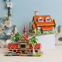 Puzzle 3D en papier, cadeau DIY pour enfants, modèle de maison fait main pour la maternelle, jouet éducatif pour l'éducation précoce