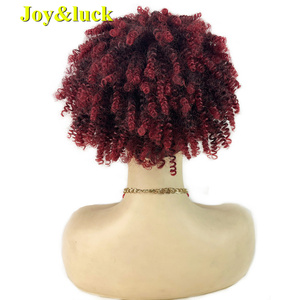 Perruque Afro <span class=keywords><strong>avec</strong></span> <span class=keywords><strong>frange</strong></span> synthétique, perruque courte crépue et bouclée rouge, prix en gros, pour femmes - Product Image 3