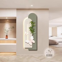 Peinture décorative crémeuse pour entrée, murale 3D en grès avec plantes vertes, art mural suspendu pour couloir, peinture lumineuse haut de gamme à l'eau