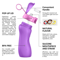 Bouteille d'eau en Tritan avec dosette aromatisante pour personnaliser le goût, l'odeur et la saveur des boissons aux fruits