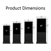Écran tactile numérique Android sur pied de 65 pouces, totem vidéo, affichage numérique, kiosque, lecteur publicitaire LCD pour centres commerciaux