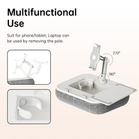 3-en-1360 °    Soporte Multifuncional Ajustable en Altura para Kindle, iPad, Teléfono y Portátil - Uso en Oficina, Exterior, Auto y Hogar